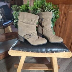 Clarks Brown Suede Heeled Boots